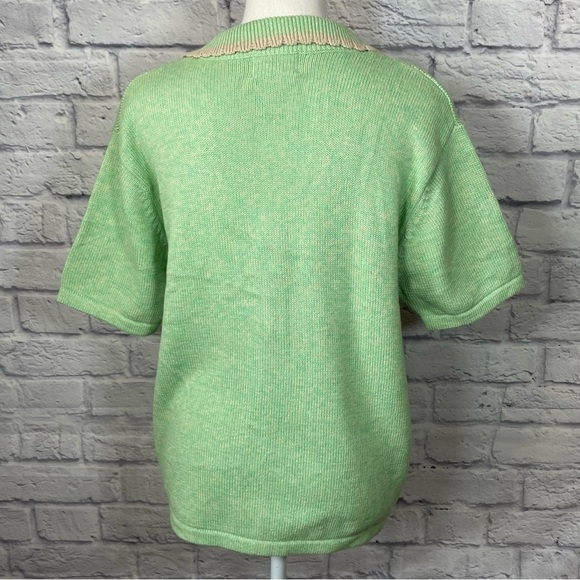 Tabi International Vintage 90s Beach Theme Short Sleeve Button Cardigan Medium - Picture 8 of 11